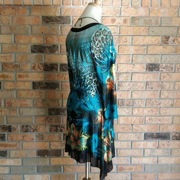 From The Heart Tropical Leopard Print Tunic Dress. c - Picture 5 of 10